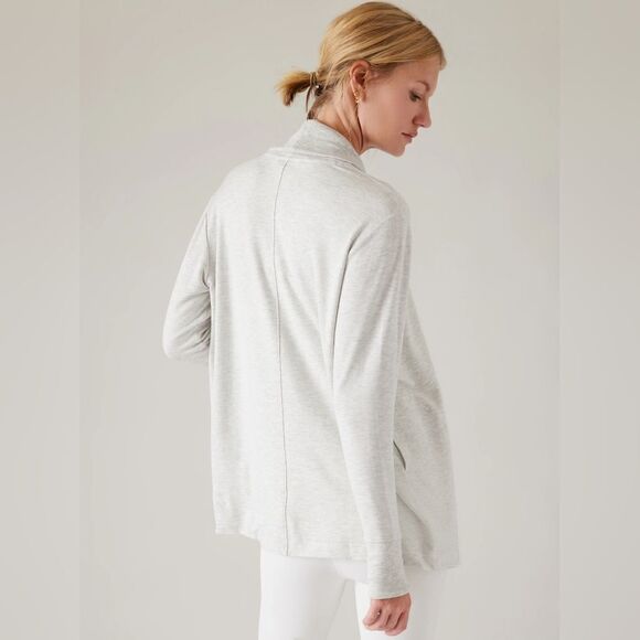 ATHLETA Pranayama Restore Cozy Wrap Open Front Cardigan In Light Heather S - Picture 2 of 11